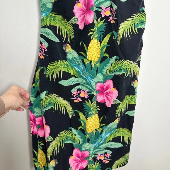 Tommy Bahama‎ Women's Silk Halter Dress Tropical Parrot Pineapple Print 4 - Picture 3 of 8